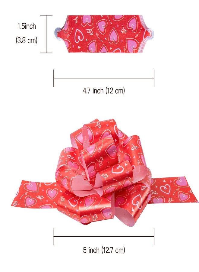 LeZakaa Valentine’s Day Pull Bows with Ribbon, 5 Inch Gift Wrap Bows, Assorted Red Heart Love Designs, Easy Pull Ribbon Bows for Gift Boxes, Bags Party Decor, 12 Count - Image 4